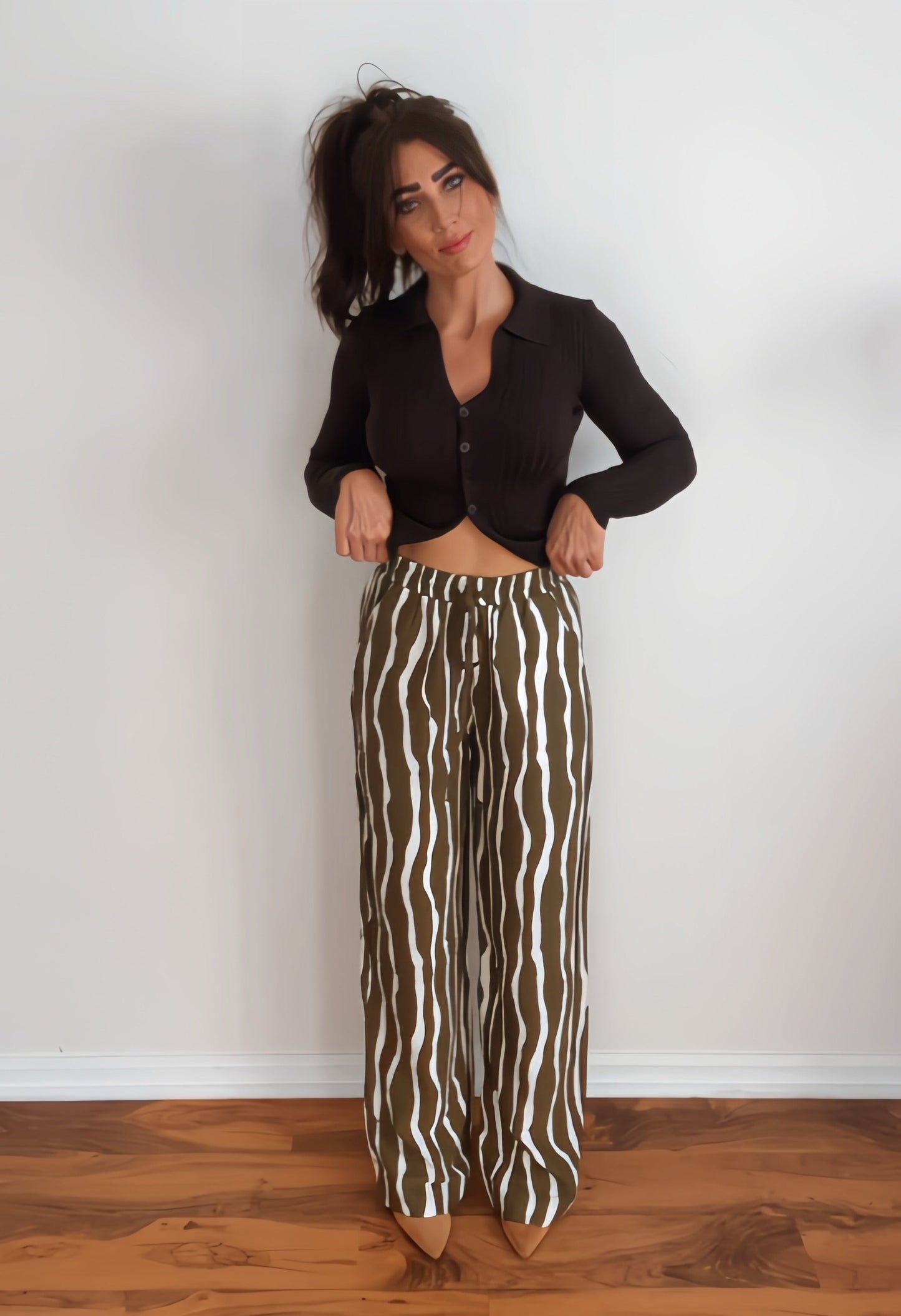 Zebra Lined Wide Leg Pant