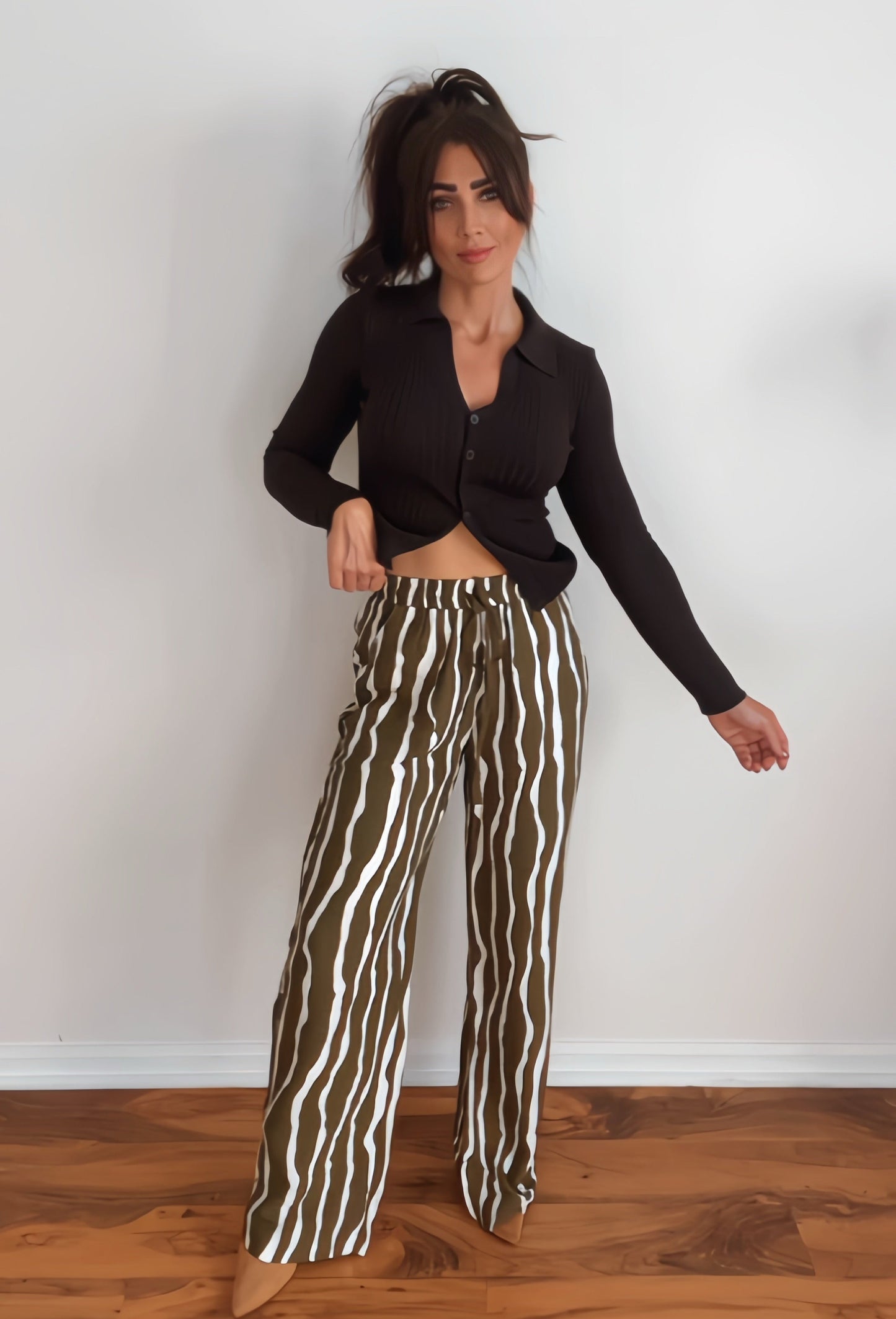 Zebra Lined Wide Leg Pant