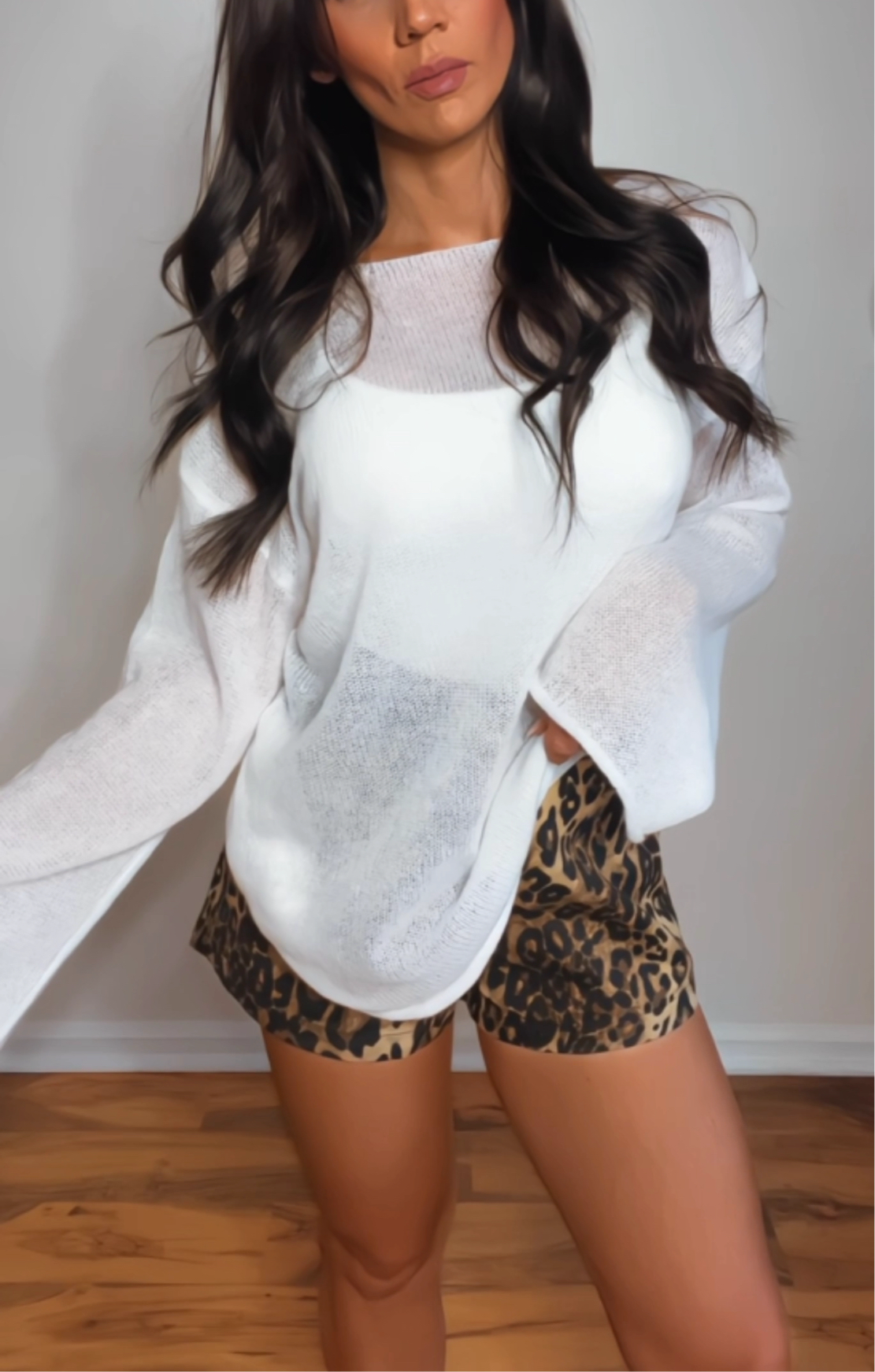 Sheered in White Bell Sleeve Top