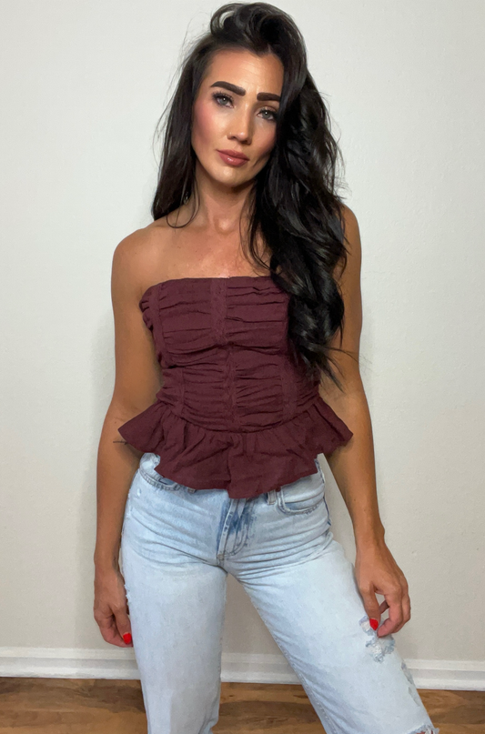 Plumeria Plum Peplum Top